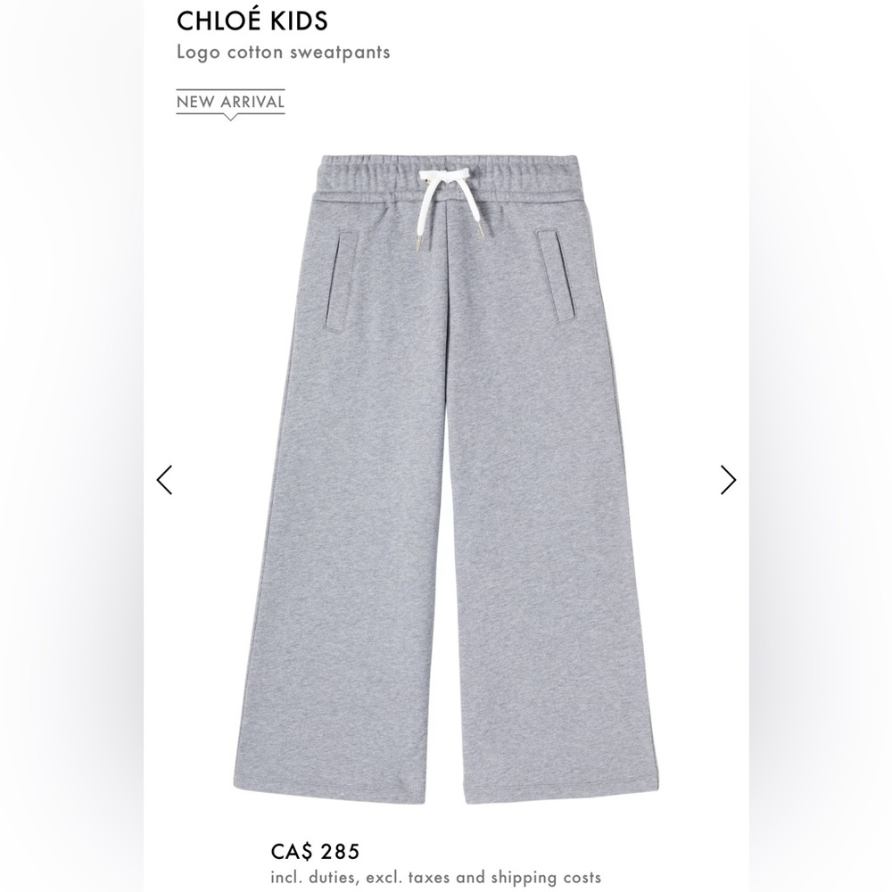 NWT - Kids Chloé Logo Cotton Sweatpants